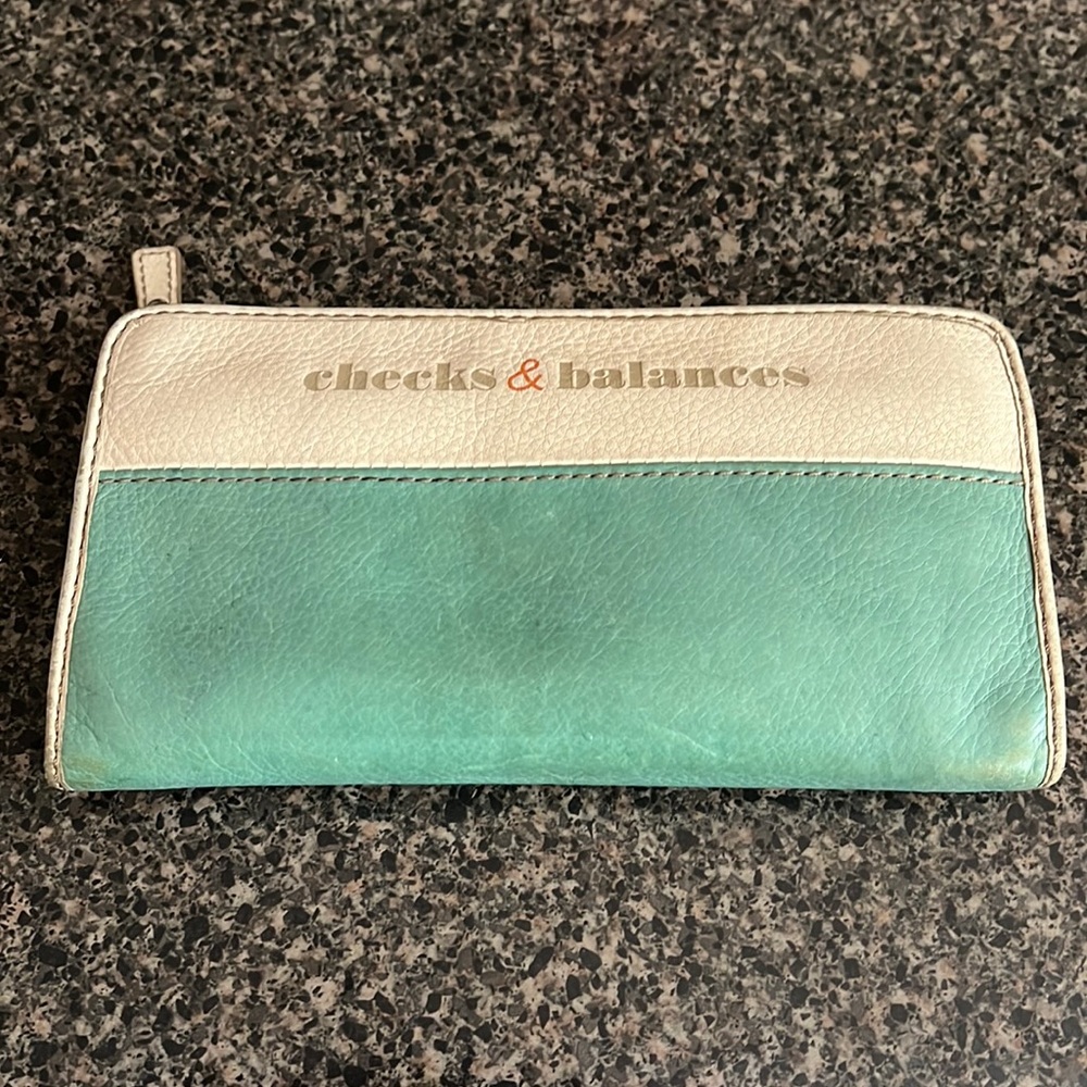 Real leather checks, and balances wallet